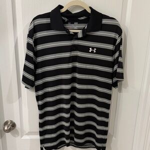 Under Armour Men's Polo Shirt in Black and Gray Stripes
